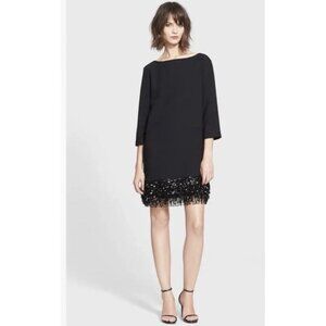Kate Spade New York Sequin Fringe Black Minidress LBD Cocktail Evening Sz 4